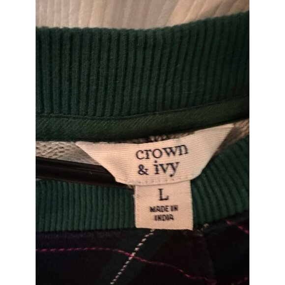 Crown & Ivy plaid sweatshirt size large - Picture 3 of 4